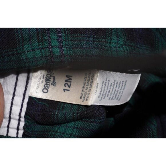 Oshkosh B'Gosh Green Plaid Skirt Overall Dress Girls Size 18M Toddler Kids - Picture 8 of 9